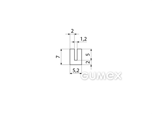 Silikónový profil tvaru "U", 7x5,2/1,2mm, 35°ShA, -60°C/+180°C, transparentný